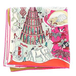 HERMES カレ90 Exposition Universelle 万国博覧会 スカーフ シルク ピンク
