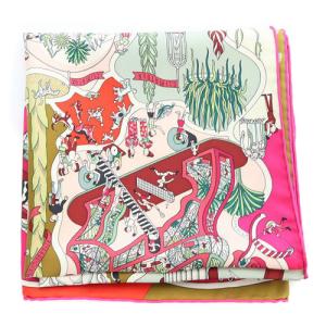 HERMES カレ90 Exposition Universelle 万国博覧会 スカーフ シルク ピンク