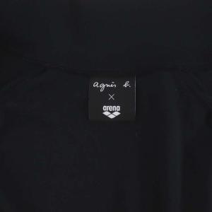 agnes b. パイルジャケット バックファスナー ロゴ コットン 0 XL 黒 ブラック 白 ホワイト