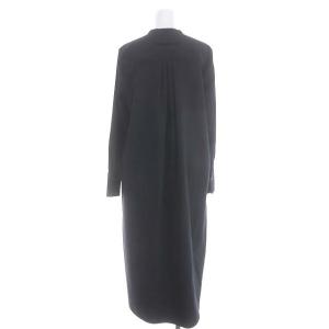 TICCA ウールノーカラーシャツワンピース ロング 長袖 F 濃紺 ダークネイビー