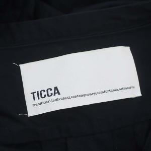 TICCA コットンノーカラーシャツワンピース ロング 長袖 Vネック F 濃紺 ダークネイビー