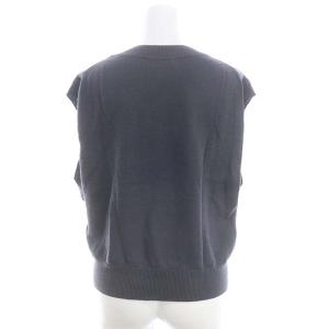MARGARET HOWELL LINEN WOOL アーガイル ニットベスト プルオーバー リネン ウール混 2 緑 グリーン