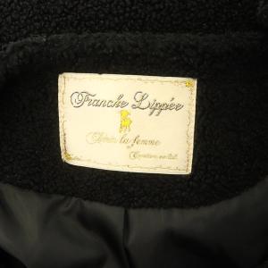 franche lippée ボアコート ノーカラー くるみボタン いちご刺繍 M 黒 ブラック