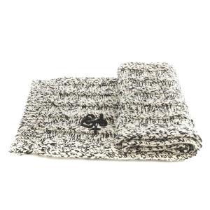 JIL SANDER プラス マフラー ウールメランジニット 黒 ブラック 白 ホワイト