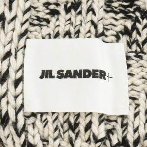 JIL SANDER プラス マフラー ウールメランジニット 黒 ブラック 白 ホワイト