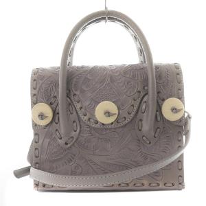 ミニマエストラ ハンドバッグ ショルダーバッグ 2way レザー 紫 パープル