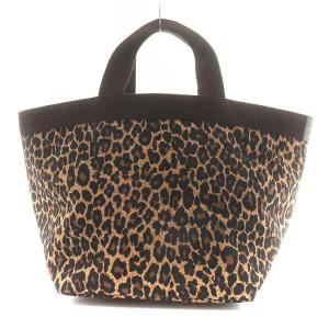Hervé Chapelier パンサー 舟型トートバッグ M ハンドバッグ レオパード ヒョウ柄 ナイロン ブラウン 707F