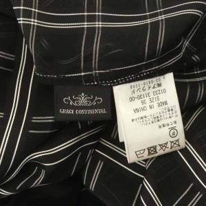 GRACE CONTINENTAL 23AW チェックコード刺繍ロングワンピース 半袖 36 ブラック ホワイト