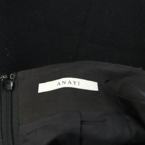 ANAYI リングツィードタイトスカート 膝丈 ハイウエスト 36 黒 ブラック