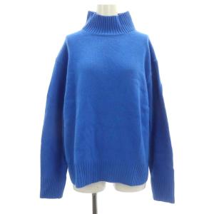 W/CA ハイネック ニット セーター 長袖 ウール カシミヤ混 青 ブルー