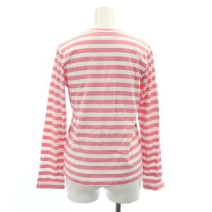 COMME des GARCONS GIRL DISNEY リボンプリント ボーダーカットソー Tシャツ 長袖 S ピンク 白 ホワイト