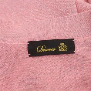 Drawer 16Gスパンコール天竺編みカーディガン 長袖 ラメ糸 カシミヤ ピンク シルバー色