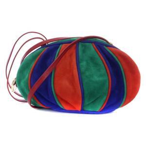 EMPORIO ARMANI 22SS ショルダーバッグ 配色 スエード レザー 青 ブルー 緑 グリーン