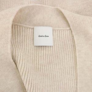 Spick&Span 片畦Vネックカーディガン ニット 長袖 リブ ウール混 F ライトベージュ