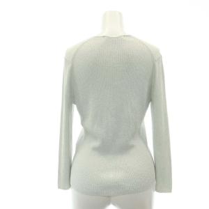 ANAYI ラメ ニット カーディガン 七分袖 ライトグレー シルバー色