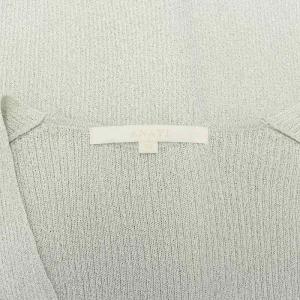 ANAYI ラメ ニット カーディガン 七分袖 ライトグレー シルバー色