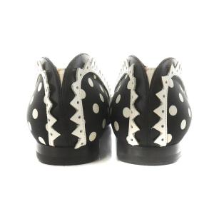 MANOLO BLAHNIK ELAPHIRIA フラットシューズ パンプス バイカラー カットデザイン ポインテッドトゥ 35 22.0cm 黒 ブラック