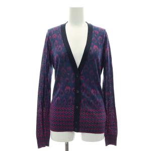 TORY BURCH 総柄ウールニットカーディガン 長袖 S 紺 緑 紫