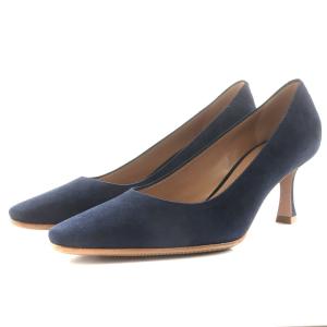 トゥモローランド取り扱い 23SS パンプス セミスクエアトゥ ヒール スエード 35 22.0cm 青