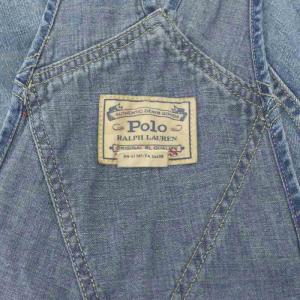 POLO RALPH LAUREN デニム リペア加工 オーバーオール ウォッシュ加工 S 青 ブルー
