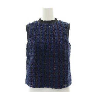 Diagram GRACE CONTINENTAL セットアップ 上下 モールチュールノースリーブカットソー スカート ロング 36 S 青 ブルー 黒 ブラック