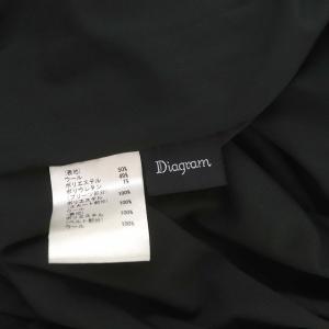 Diagram GRACE CONTINENTAL プリーツ切替チェックワンピース ロング 長袖 ベルト付き 36 黒 白 ブラック ホワイト