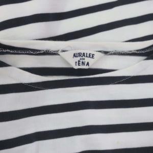 AURALEE IENA別注 バスクワイドカットソー ボーダー 長袖 1 白 ホワイト 紺 ネイビー A21SB06IE