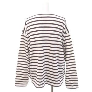 AURALEE IENA 別注 バスクワイドカットソー 長袖 ボーダー オーバーサイズ 1 S 白 ホワイト 茶 ブラウン