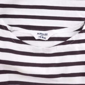AURALEE IENA 別注 バスクワイドカットソー 長袖 ボーダー オーバーサイズ 1 S 白 ホワイト 茶 ブラウン