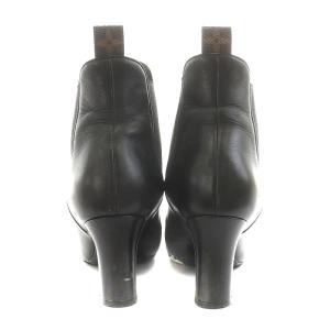 LOUIS VUITTON モノグラム サイドゴアブーツ チャンキーヒール レザー 22.5cm ブラック