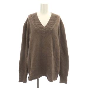 WOOL Cashmere Vネック ニット セーター 長袖 カシミヤ混 茶 ブラウン