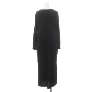 BLUE LABEL CRESTBRIDGE サイドチェックワンピース ニット ロング 長袖 38 黒 ブラック