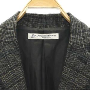 JOURNAL STANDARD LUXE 22AW グランマチェック テーラードジャケット ミドル丈 リネン ウール混 グレー
