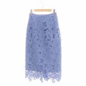 22AW リボンレーススカート タイト ロング 36 青 ブルー