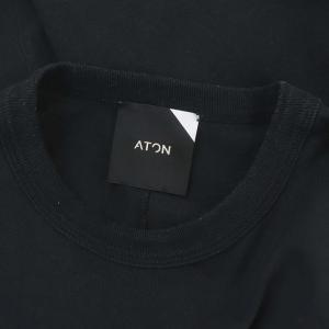 ATON ROUND HEMワンピース ロング丈 ミモレ丈 長袖 クルーネック コットン 2 S 黒 ブラック