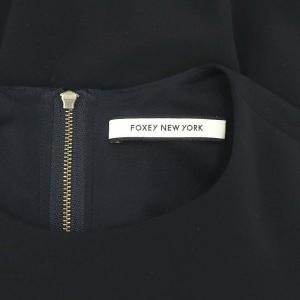 FOXEY NEW YORK ローレル フレアワンピース 膝丈 半袖 38 濃紺 ダークネイビー 34547