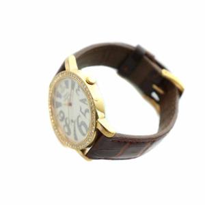 Vivienne Westwood スクイグル 腕時計 クォーツ 3針 ストーン ラメ レザーバンド 白文字盤 ブラウン