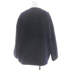 DRESSTERIOR ノーカラーショートジャケット  アウター ブルゾン ウール 36 S 紺 ネイビー