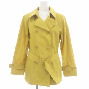 スプリングコート ミドル丈 総裏地 ダブル 36 マスタードイエロー