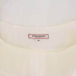 YVES SAINT LAURENT ラッフルカラー 五分袖 ブラウス プルオーバー M キナリ