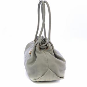 FURLA トートバッグ ハンド 巾着 ロゴ ゴールド金具 チャーム レザー グレー