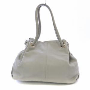 FURLA トートバッグ ハンド 巾着 ロゴ ゴールド金具 チャーム レザー グレー