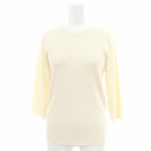 23AW Rib クルーネック プルオーバー ニット セーター 七分袖 オフホワイト