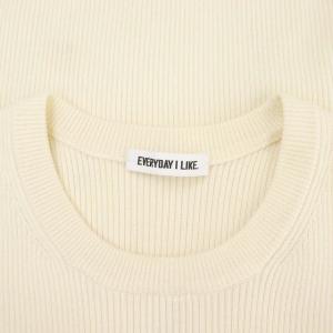 EVERYDAY I LIKE 23AW Rib クルーネック プルオーバー ニット セーター 七分袖 オフホワイト