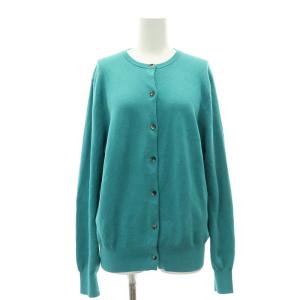 クルーネックカーディガン 長袖 ターコイズブルー