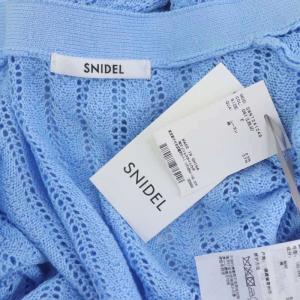 SNIDEL 24SS 透かし編みカーディガン ニット 長袖 F ライトブルー