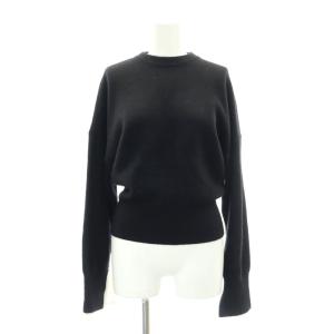 袖レイヤード ニットプルオーバー セーター 長袖 ウール カシミヤ シルク 38 黒 白 ブラック ホワイト