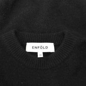 ENFOLD 袖レイヤード ニットプルオーバー セーター 長袖 ウール カシミヤ シルク 38 黒 白 ブラック ホワイト