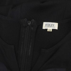 FOXEY BOUTIQUE リボン ニットワンピース ロング ミモレ丈 長袖 42 黒 ブラック 18197