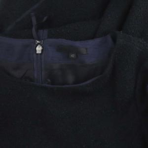 TO BE CHIC ツイード フリルワンピース ひざ丈 七分袖 42 黒 紺 ブラック ネイビー